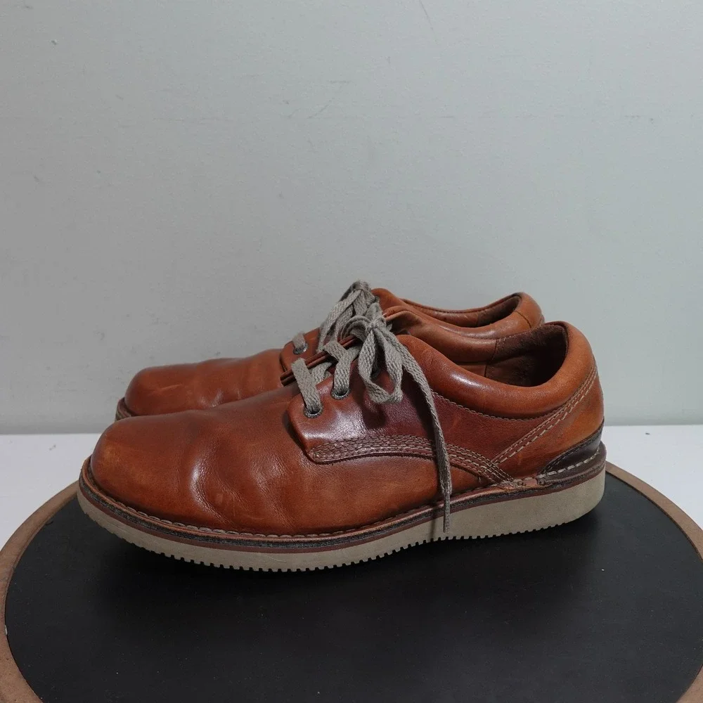 Rockport Leather Oxford Shoes Men 10‎ XW Brown Vibram Sole Casual Comfort